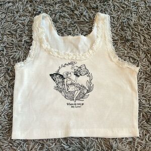 Lace Trim Cropped Tank Top